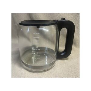 Braun 14 Cup Glass Coffee Carafe Replacement Black Silver Handle Clear Glass